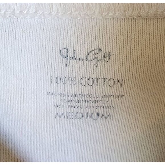 John Galt Womens Long Sleeve Baby Tee Shirt Top White Embroidered Red Devil Sz M - Picture 5 of 9